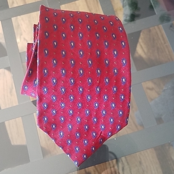 Lauren Ralph Lauren Repp Silk Handmade Red Blue Paisley Men's Necktie - Picture 6 of 8